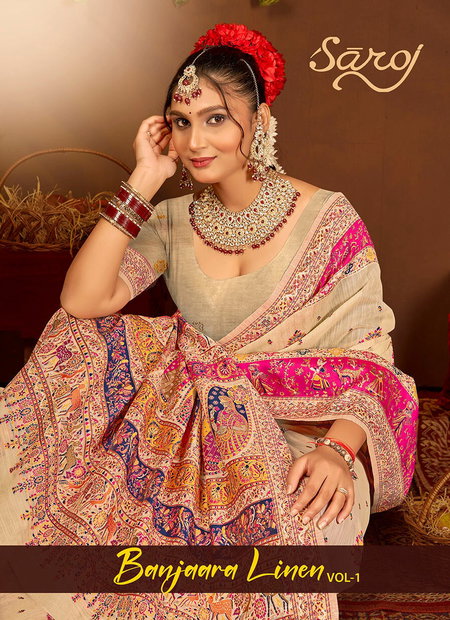 Banjaara Linen Vol 1 By Saroj Linen Saree Wholesale Shop In Surat
